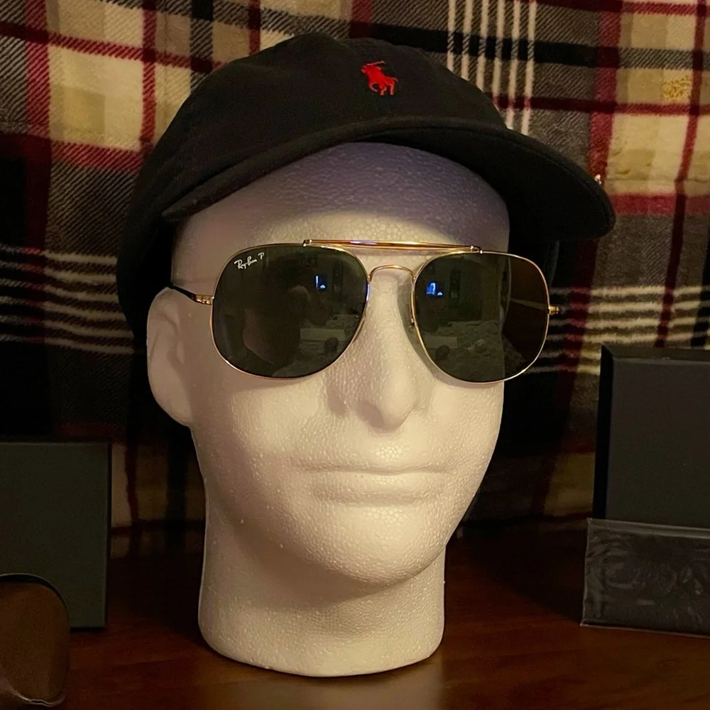 🆕 Ray-Ban RB3561 THE GENERAL Custom Sunglasses. Gold Frame, Polarized Green Lens - Picture 12 of 16